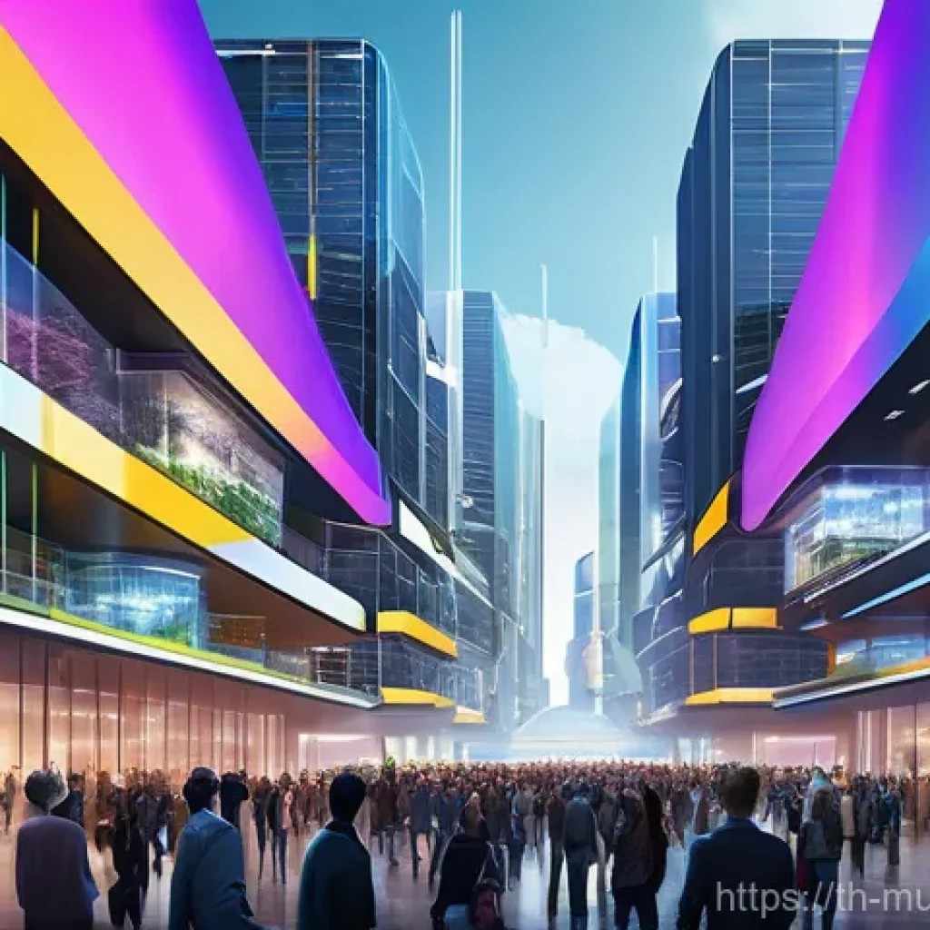 가상 세계 거버넌스의 비즈니스 모델 - **Prompt 1: "A vibrant, futuristic metropolis in the metaverse, showcasing a clear distinction betwe...