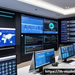 Home 19 가상 플랫폼의 거버넌스 모델 내 경쟁력 - A modern digital governance control room in Bangkok, featuring a diverse team of Thai professionals ...